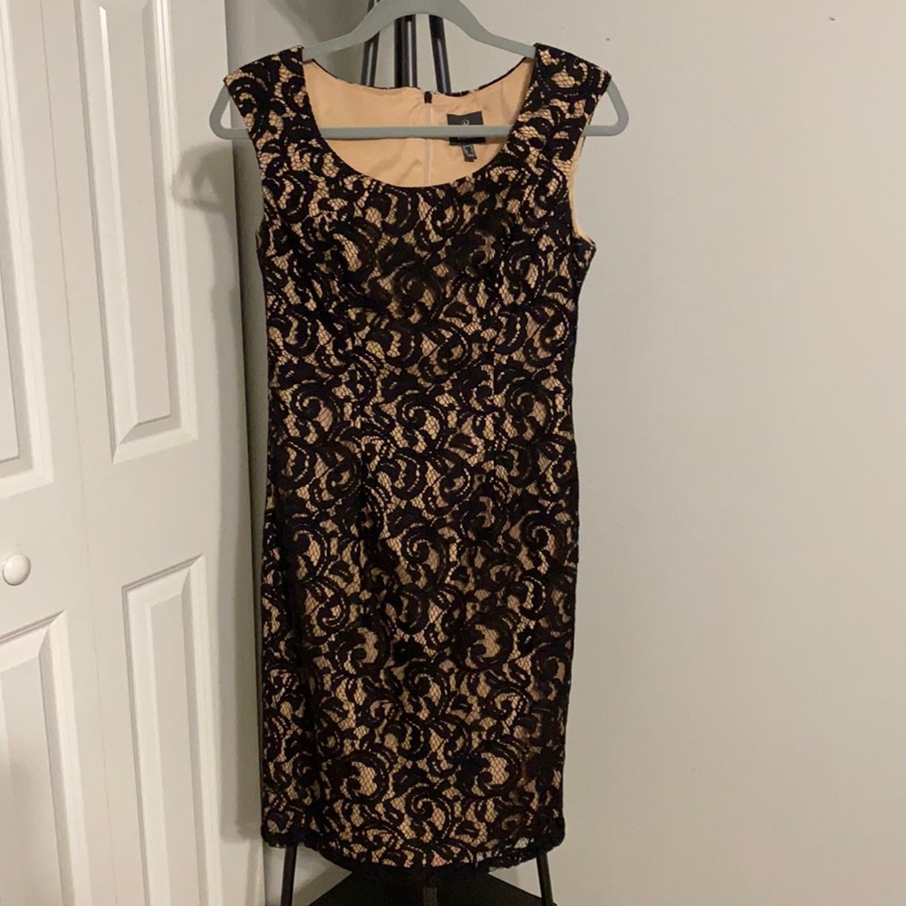 Classy black lace overlay dress